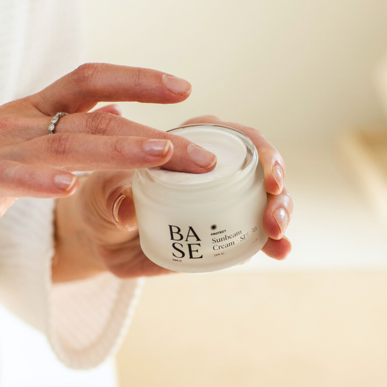 Sunbeam Cream - SPF 50 by BASE SKNCARE. Your sunscreen, hydrating lotion and primer, all in one weightless formula.