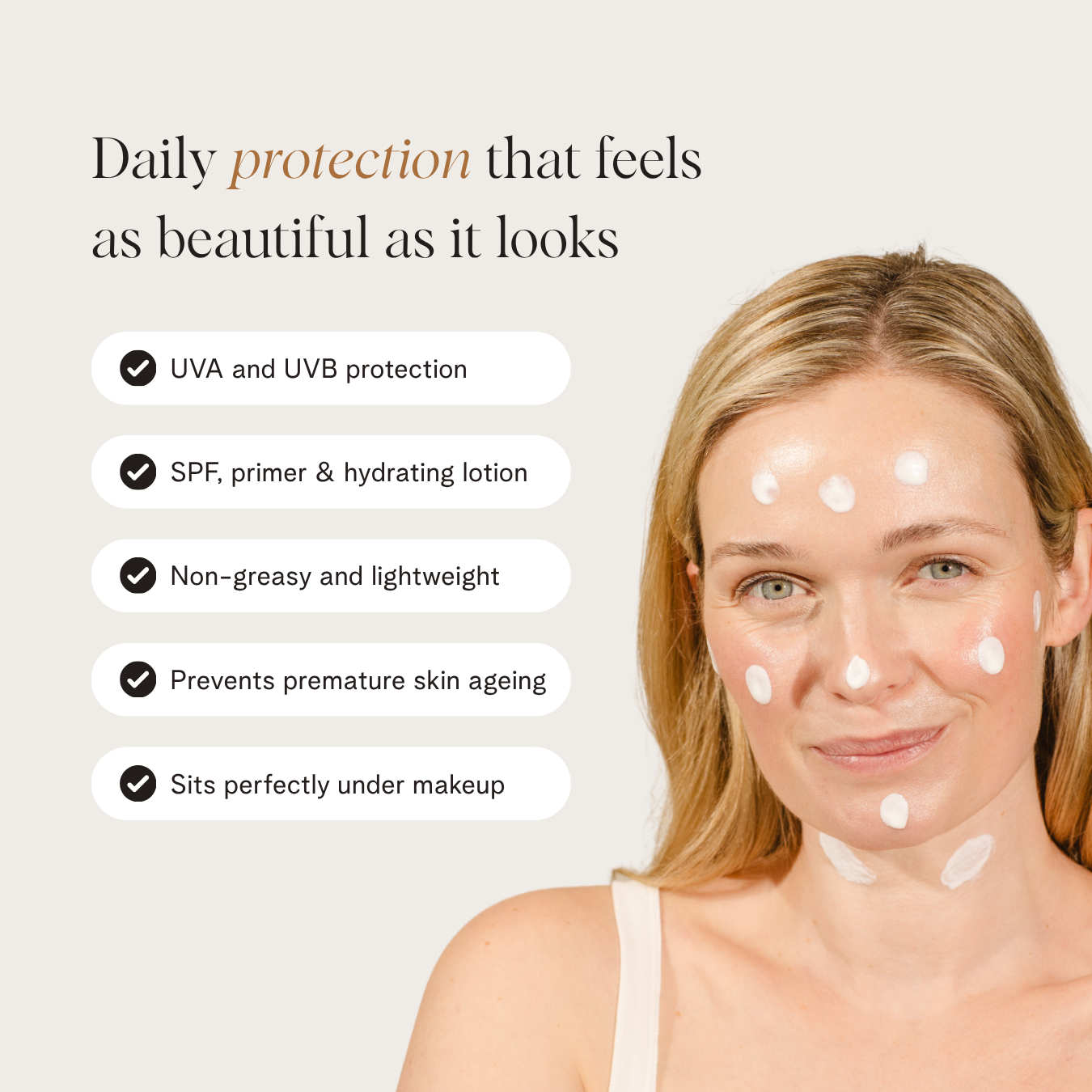 Sunbeam Cream - SPF 50 by BASE SKNCARE. Your sunscreen, hydrating lotion and primer, all in one weightless formula.