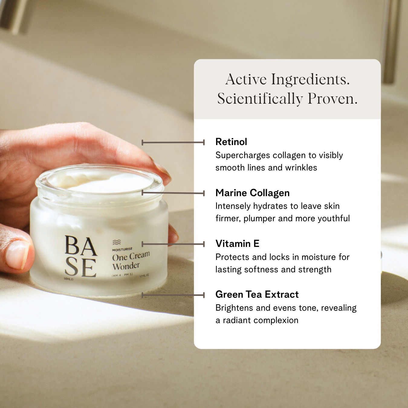 One Cream Wonder by BASE SKNCARE - All in one moisturiser designed to deliver hydration and nourishment around the clock.