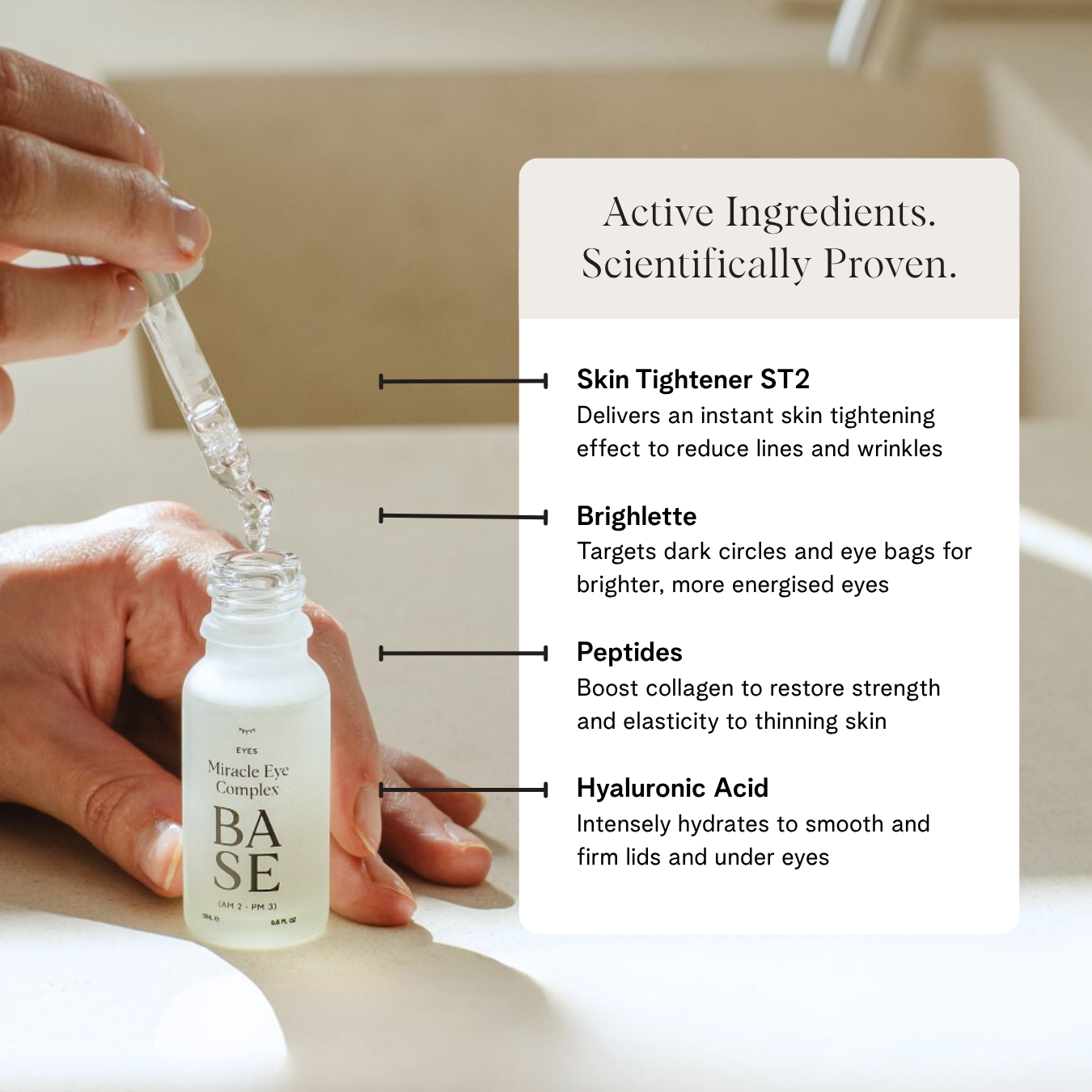 Miracle Eye Complex by BASE SKNCARE - The ultimate 3 in 1 eye renewal serum.