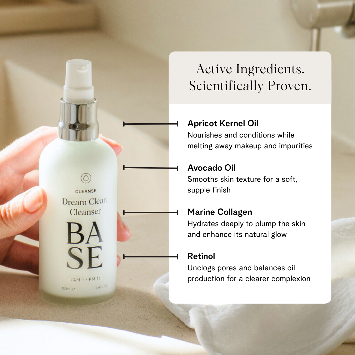 Dream Clean Cleanser by BASE SKNCARE - Nourishing cream cleanser that melts away makeup, SPF and impurities.