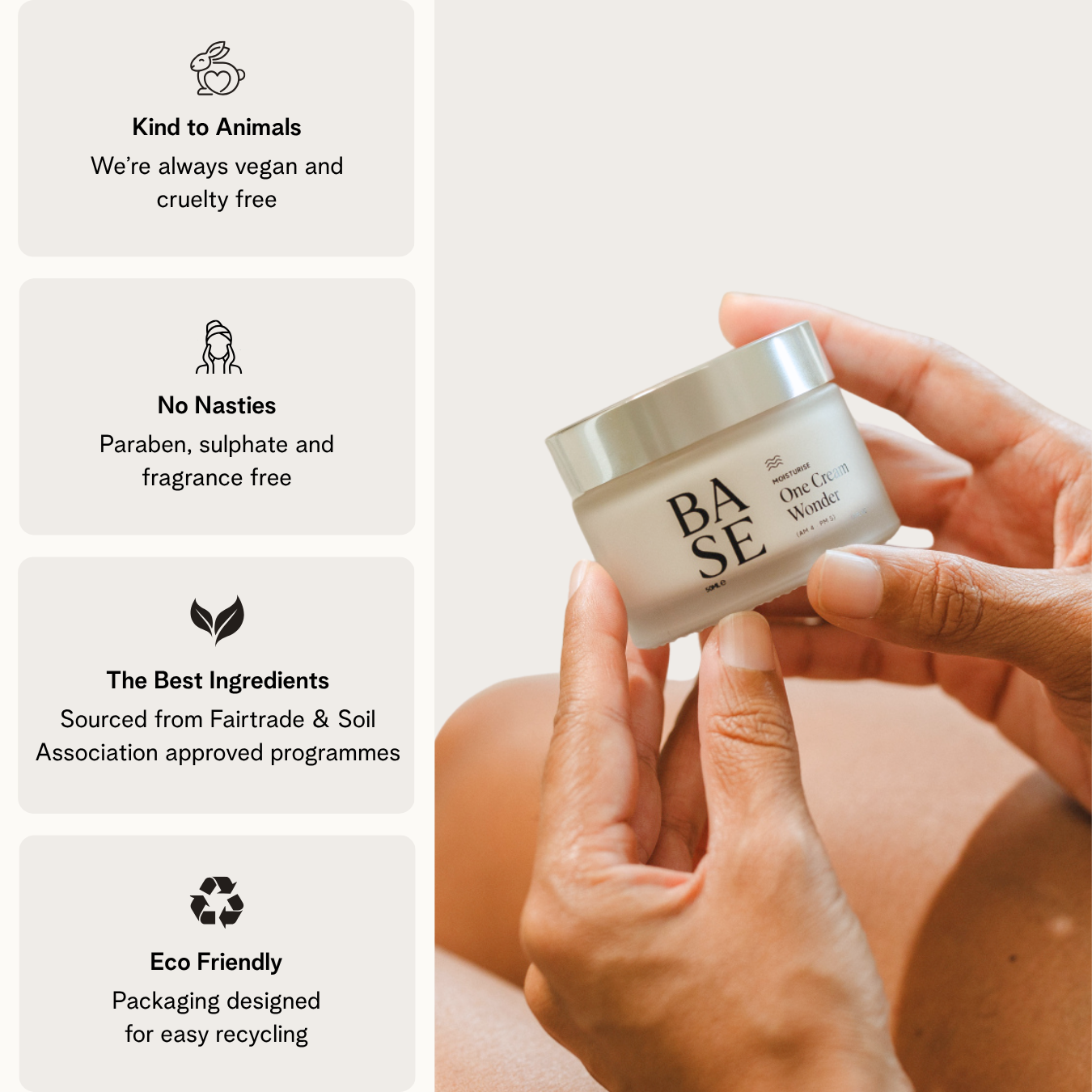 One Cream Wonder by BASE SKNCARE - All in one moisturiser designed to deliver hydration and nourishment around the clock.