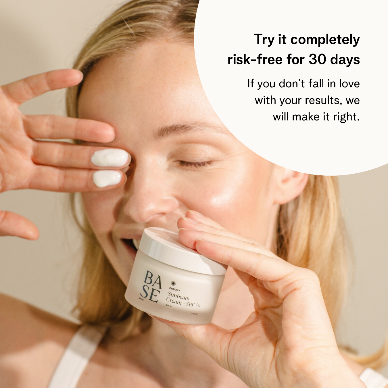 Sunbeam Cream - SPF 50 by BASE SKNCARE. Your sunscreen, hydrating lotion and primer, all in one weightless formula.